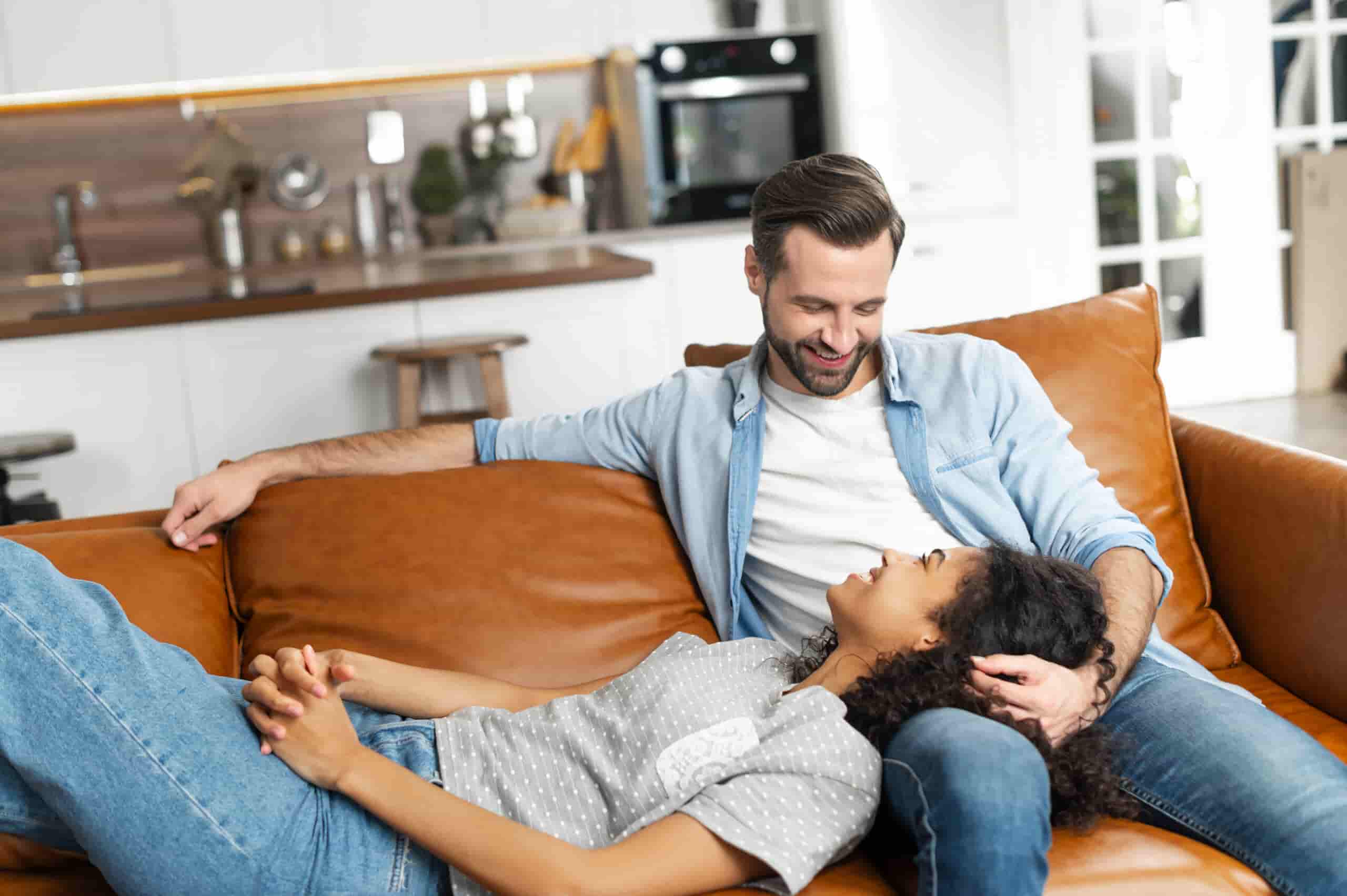 Homeowners enjoying a newly installed AC