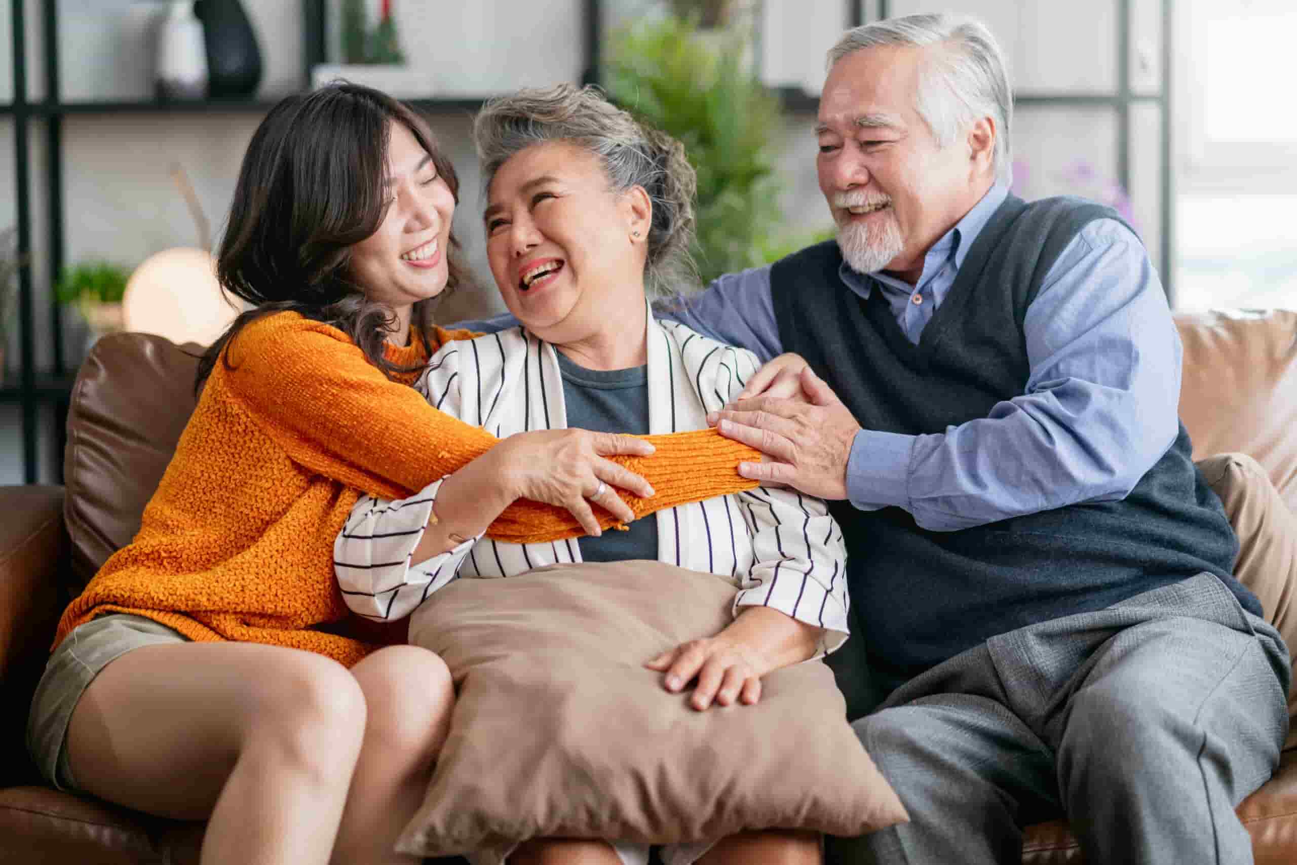 Family preparing their home for winter